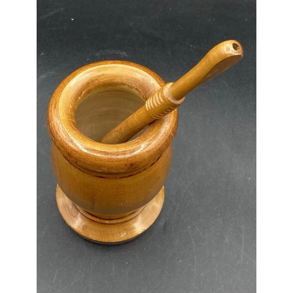 Olive Wood Mortar & Pestle Apothecary Pestle Has Holes